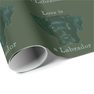 Papier Cadeau L'amour est un visage noir de chien d'arrêt de