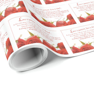 Papier Cadeau L'amour est une rose rouge patiente