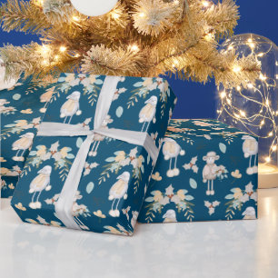 Papier Cadeau Lampes de Noël en bleu