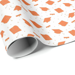 Papier Cadeau Lancer de casquette de remise des diplômes orange