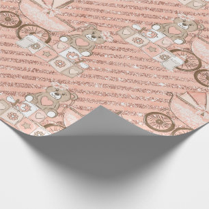 Papier Cadeau Landaux pour bébé roses
