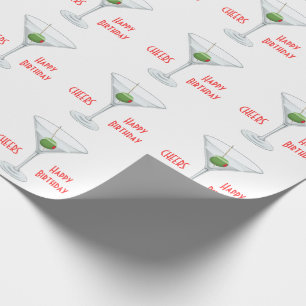 Papier Cadeau L'anniversaire encourage le blanc olive en verre