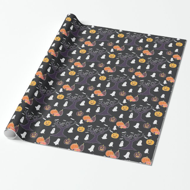 Papier Cadeau Lanternes Halloween de Jack O de fantômes de (Déroulé)