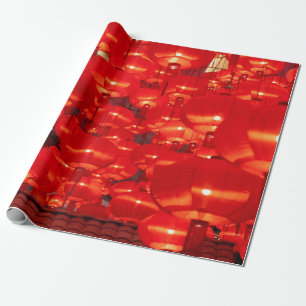 Papier Cadeau lanternes rouges traditionnelles décorées pour le