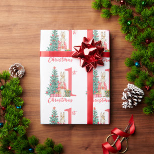 Papier Cadeau Lapin 1er Noël rose