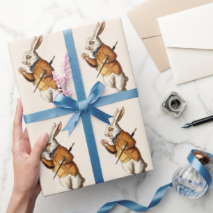 Papier Cadeau Lapin blanc Alice dans le personnage Wonderland
