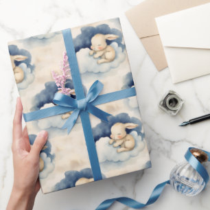 Papier Cadeau Lapin Céleste Garçons Anniversaire