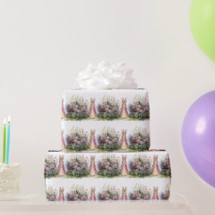 Papier Cadeau Lapin classique en veste bleue Premier anniversair