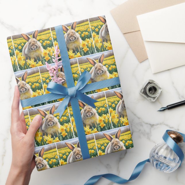 Papier Cadeau Lapin Dans Les Daffodiques De Printemps (Cadeaux)