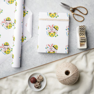 Papier Cadeau Lapin de fête de Pâques qui jaillit 