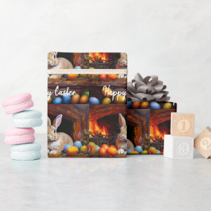 Papier Cadeau Lapin de Pâques Coloré oeufs de Pâques Joyeux Pâqu