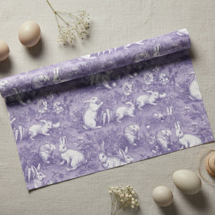 Papier Cadeau Lapin de Pâques élégant Toile de Jouy violet
