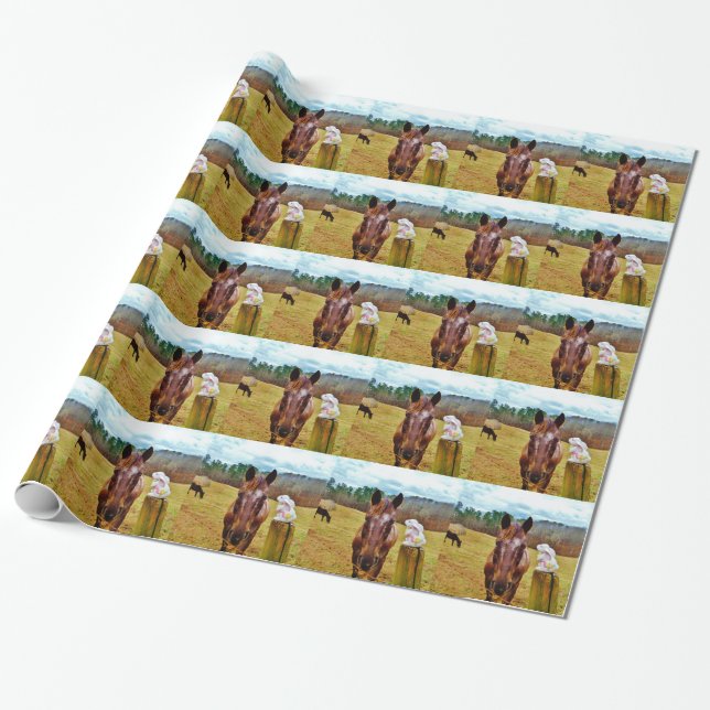 Papier Cadeau Lapin de Pâques et cheval Brown (Déroulé)