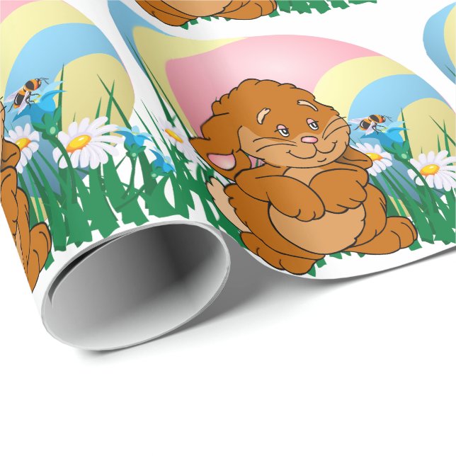 Papier Cadeau Lapin De Pâques Et Oeuf De Pâques (Coin rond)