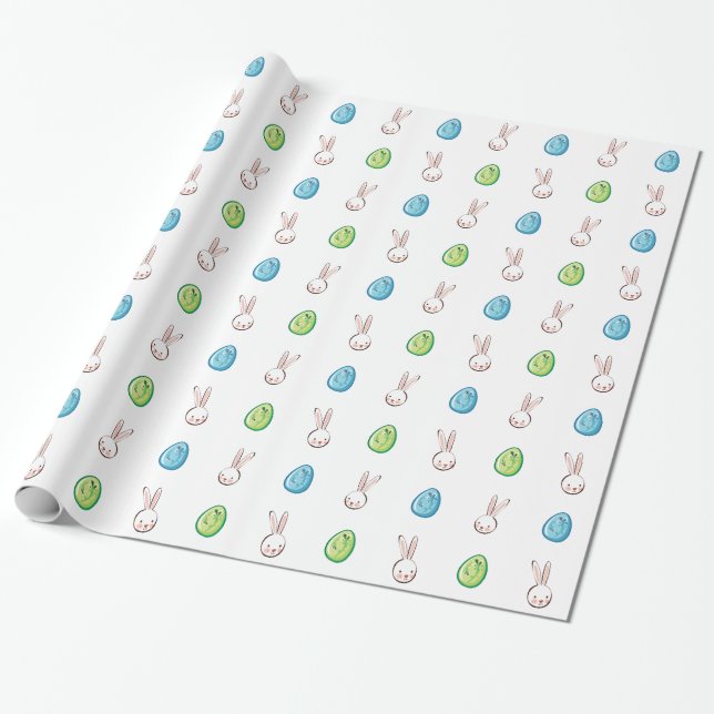 Papier Cadeau Lapin de Pâques et oeufs de Pâques (Déroulé)
