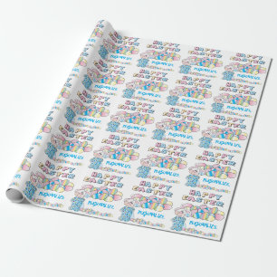 Papier Cadeau Lapin de Pâques et Œufs heureux -