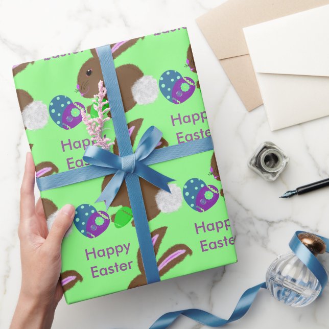 Papier Cadeau Lapin de Pâques Oeufs décorés (Cadeaux)