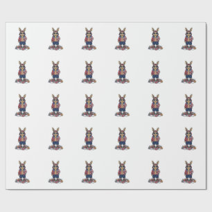 Papier Cadeau Lapin de Pâques patriotique Vintage Vector Shirt_1