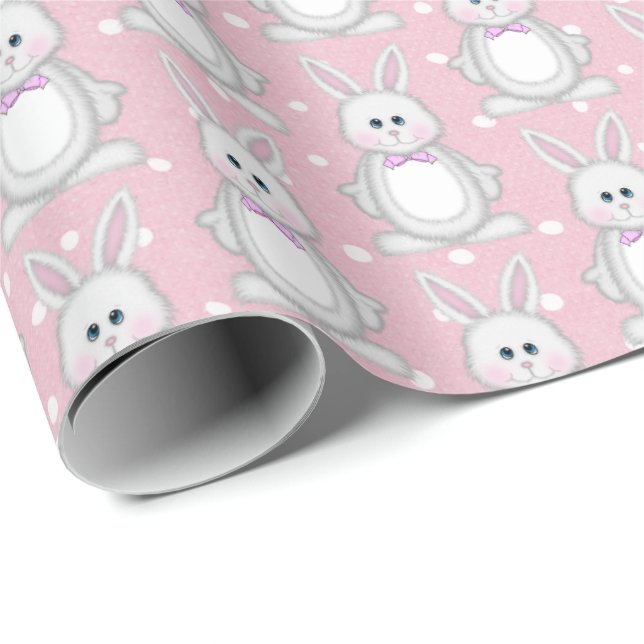 Papier Cadeau Lapin De Pâques Sur Les Pois (Coin rond)
