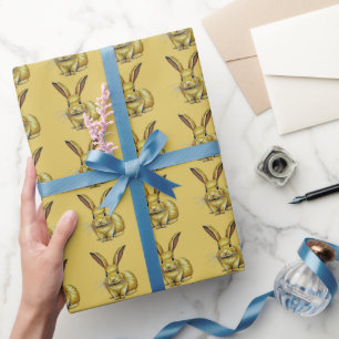 Papier Cadeau Lapin doré motif Nouvel An chinois 2023