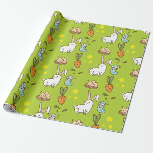 Papier Cadeau Lapin Et Amis De Pâques Motif