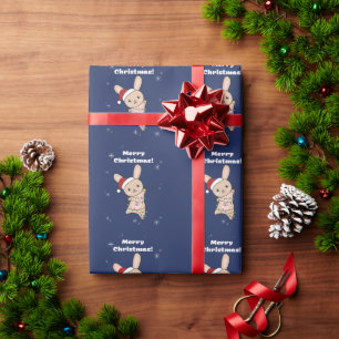 Papier Cadeau Lapin Joyeux Noël Animaux d'hiver Lapins Enveloppe