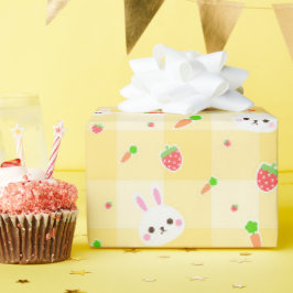 Papier Cadeau Lapin Lapin Carottes Jaunes Plaid | Fêtes de Pâque