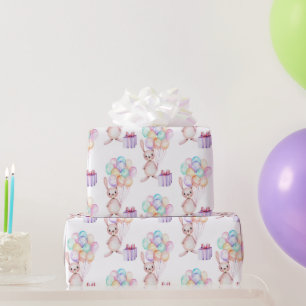 Papier Cadeau Lapin lapin lapin de ballons flottants dans les Pa