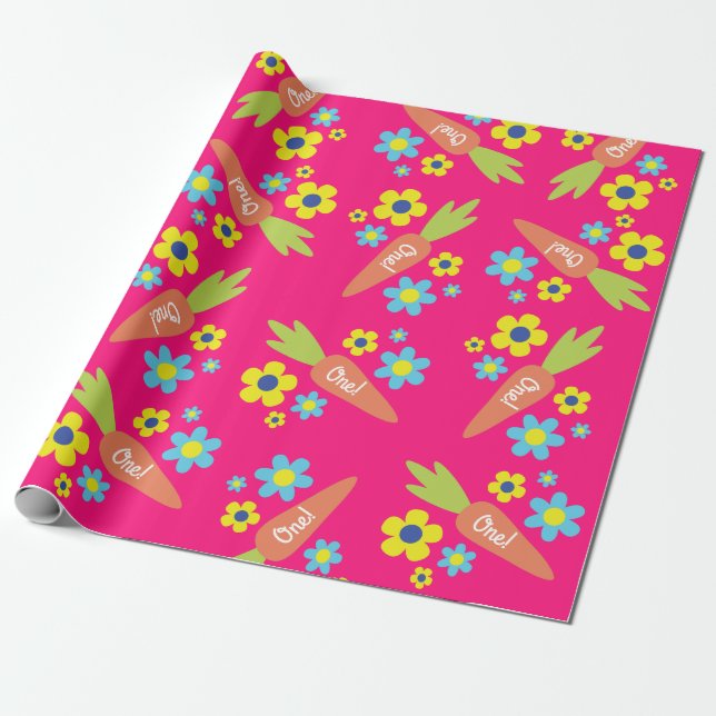 Papier Cadeau Lapin Lapin Pâques Printemps fête d'anniversaire (Déroulé)