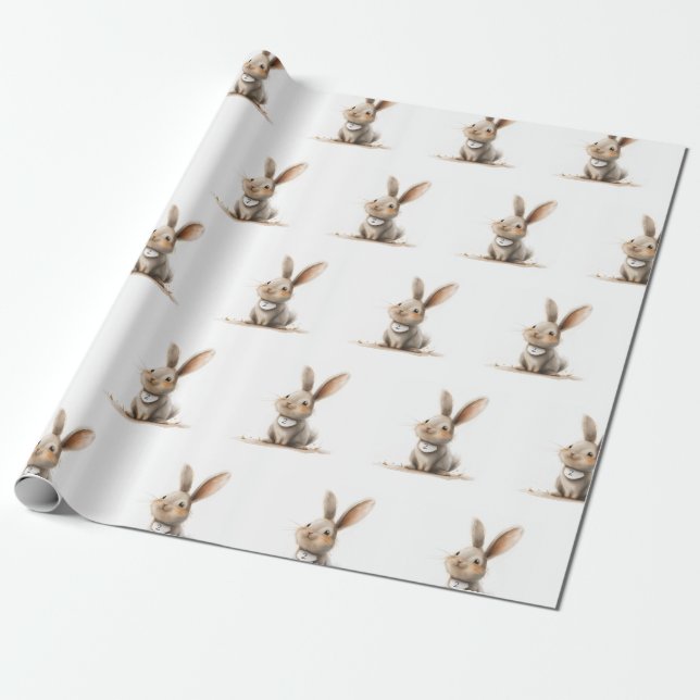 Papier Cadeau Lapin mignon Anniversaire de enfant (Déroulé)