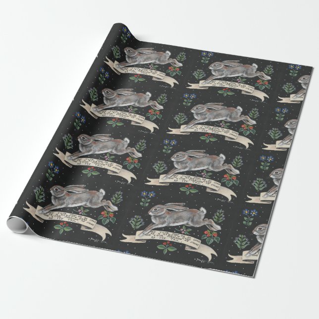 Papier Cadeau Lapin Noël voeux de Noël Hare Envelopper cadeau (Déroulé)