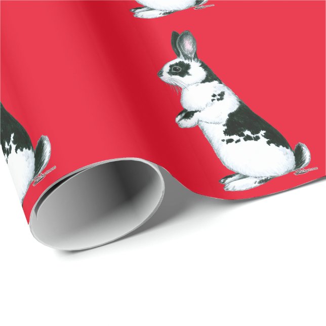 Papier Cadeau Lapin :Noir et blanc (Coin rond)