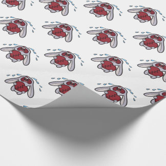 Papier Cadeau Lapin pleurant avec le motif du coeur brisé