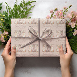 Papier Cadeau Lapin rose pâle personnalisé Pâques