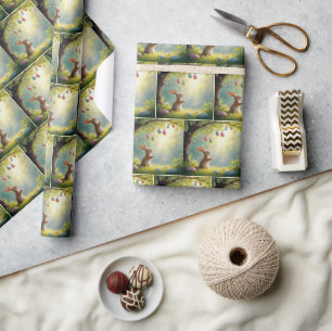 Papier Cadeau Lapin Sous Un Oeuf De Pâques