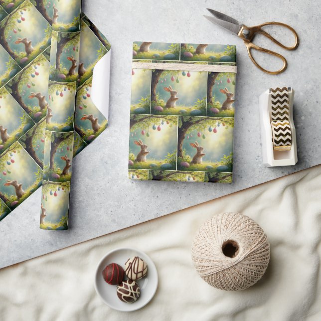 Papier Cadeau Lapin Sous Un Oeuf De Pâques (Artisanat)
