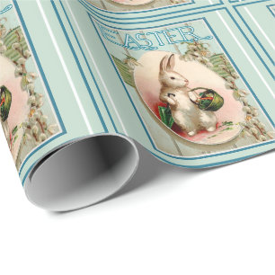 Papier Cadeau Lapin vintage Et Oeuf De Pâques