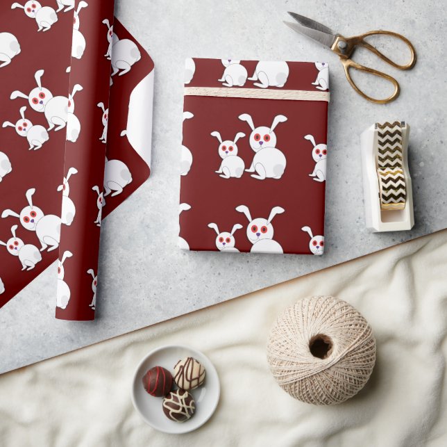 Papier Cadeau lapins blancs confits personnalisables avec les ye (Artisanat)