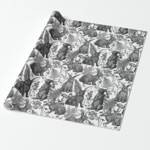 Papier Cadeau Lapins et flore boisée 2Papier d'enveloppement