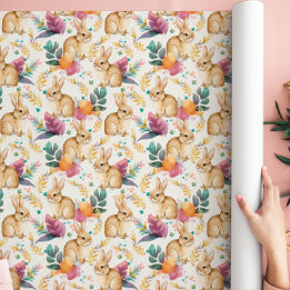 Papier Cadeau Lapins Floraux Printaniers à Gogo 