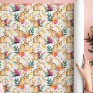 Papier Cadeau Lapins Floraux Printaniers à Gogo