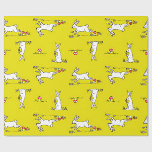 Papier Cadeau Lapins sur fond jaune