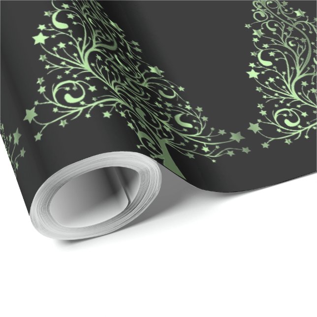 Papier Cadeau L'arbre de Noël tient le premier rôle le regard (Coin rond)