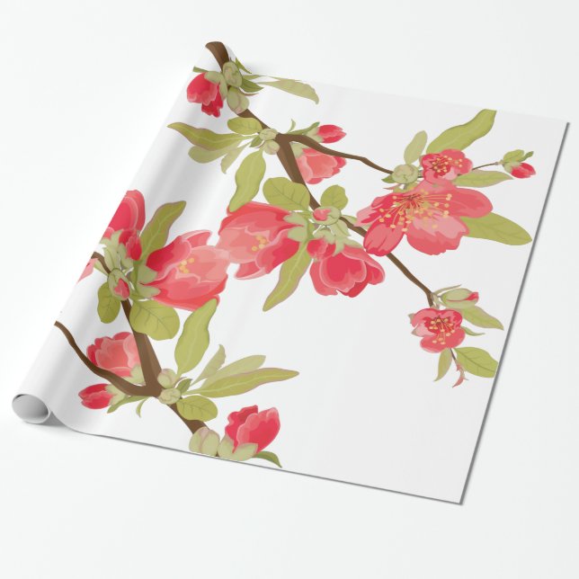 Papier Cadeau L'arbre rose fleurit enveloppe de cadeau (Déroulé)