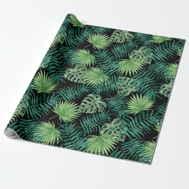 Papier Cadeau L'arbre vert part du motif de plantes (Déroulé)