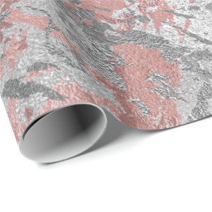 Papier Cadeau L'argent fondu gris rougissent métal brillant de