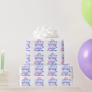 Papier Cadeau L'argent peut acheter des chevaux violet rose