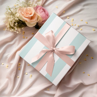 Papier Cadeau Larges rayures sarcelle clair et blanc