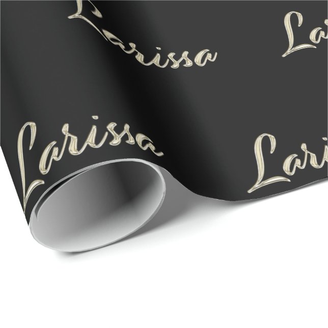 Papier Cadeau Larissa white gold Handwriting Geschenkpapier (Coin rond)