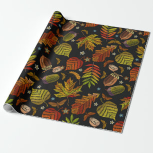 Papier Cadeau L'art de la broderie. L'automne motif sans couture